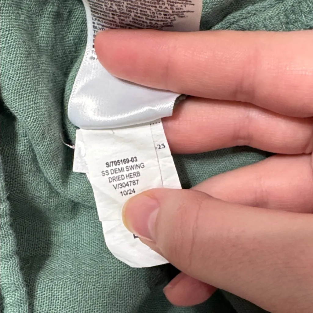 Old Navy Dried Herb Olive/Sage Green Puff Raglan Short Sleeve Gauze Mini Dress M - Image 13