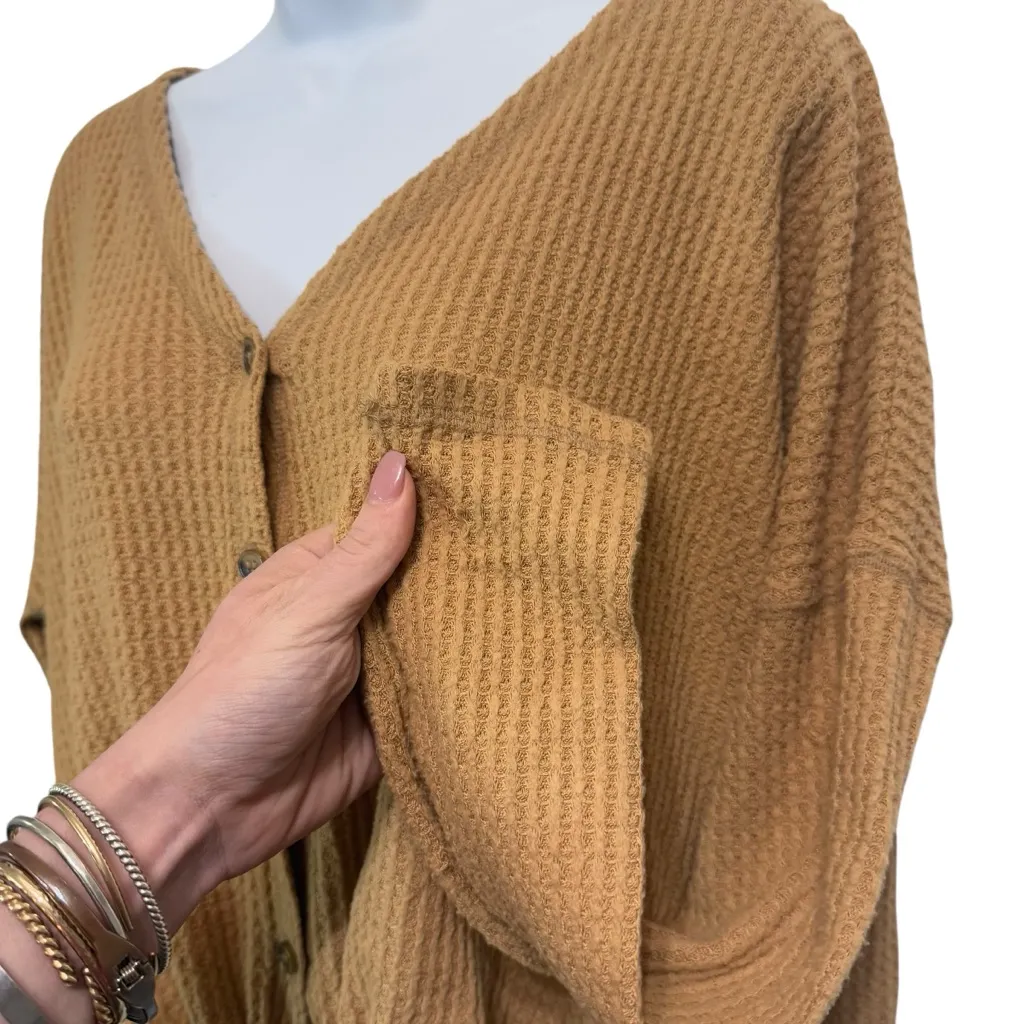 American Eagle Button Down‎ Waffle Knit Long Sleeve Top size L - Image 6