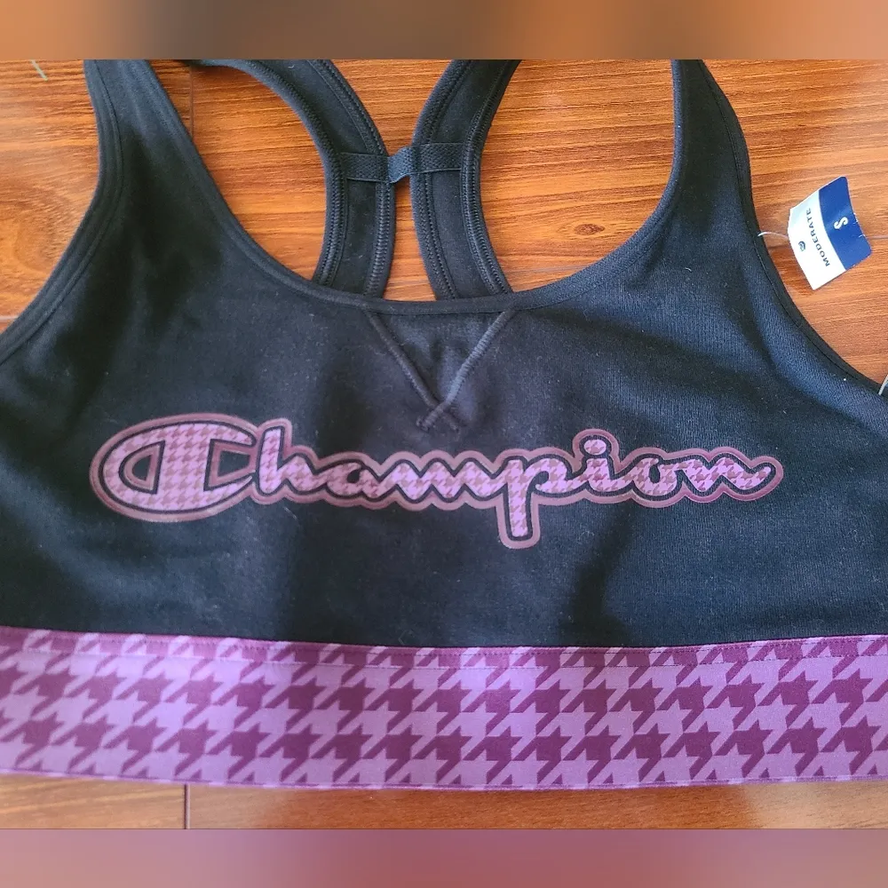 Champion Black/Lavender Sports Bra Size Small - Image 2