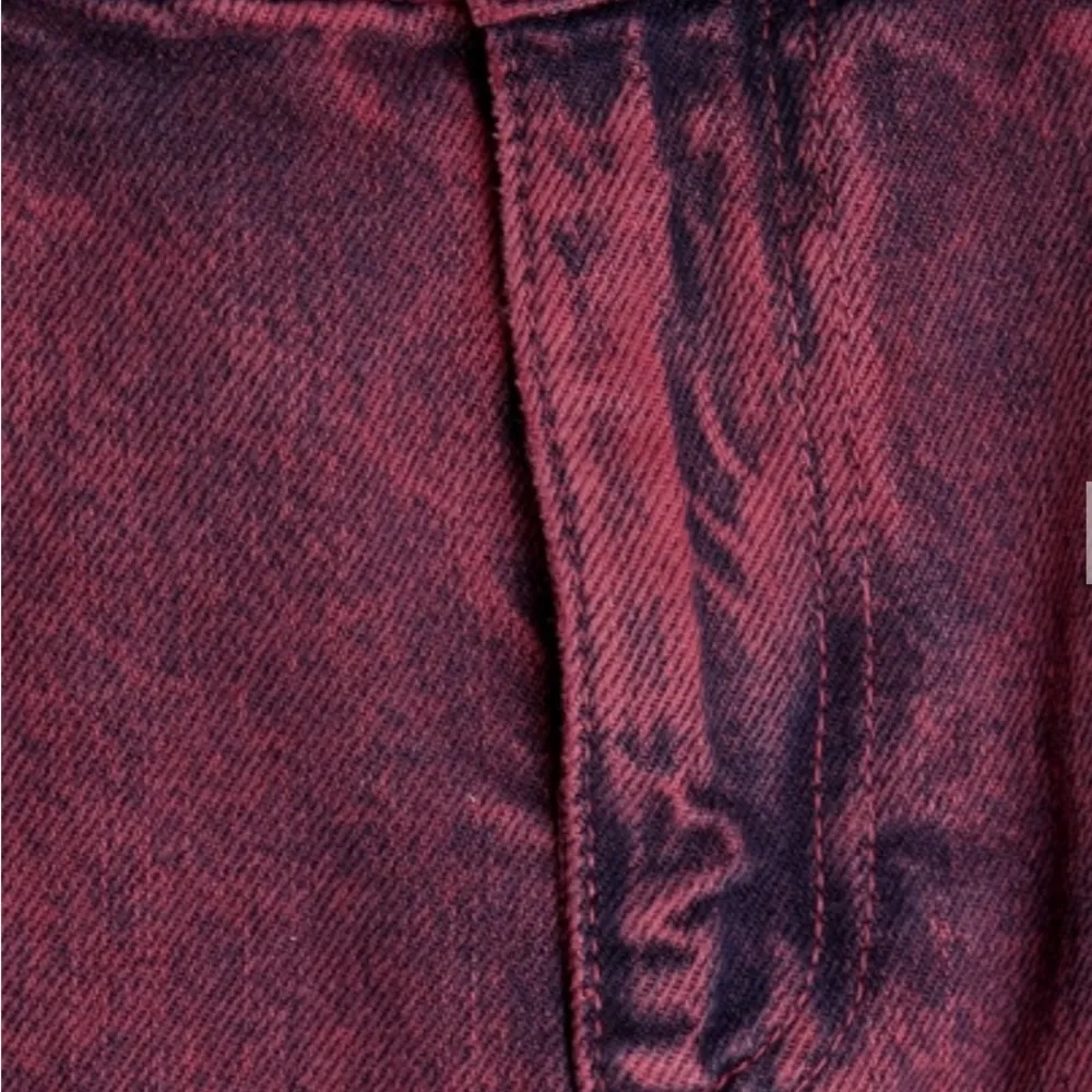 Ganni Colored Washed Denim Mini Skirt red/maroon EUC - Image 7