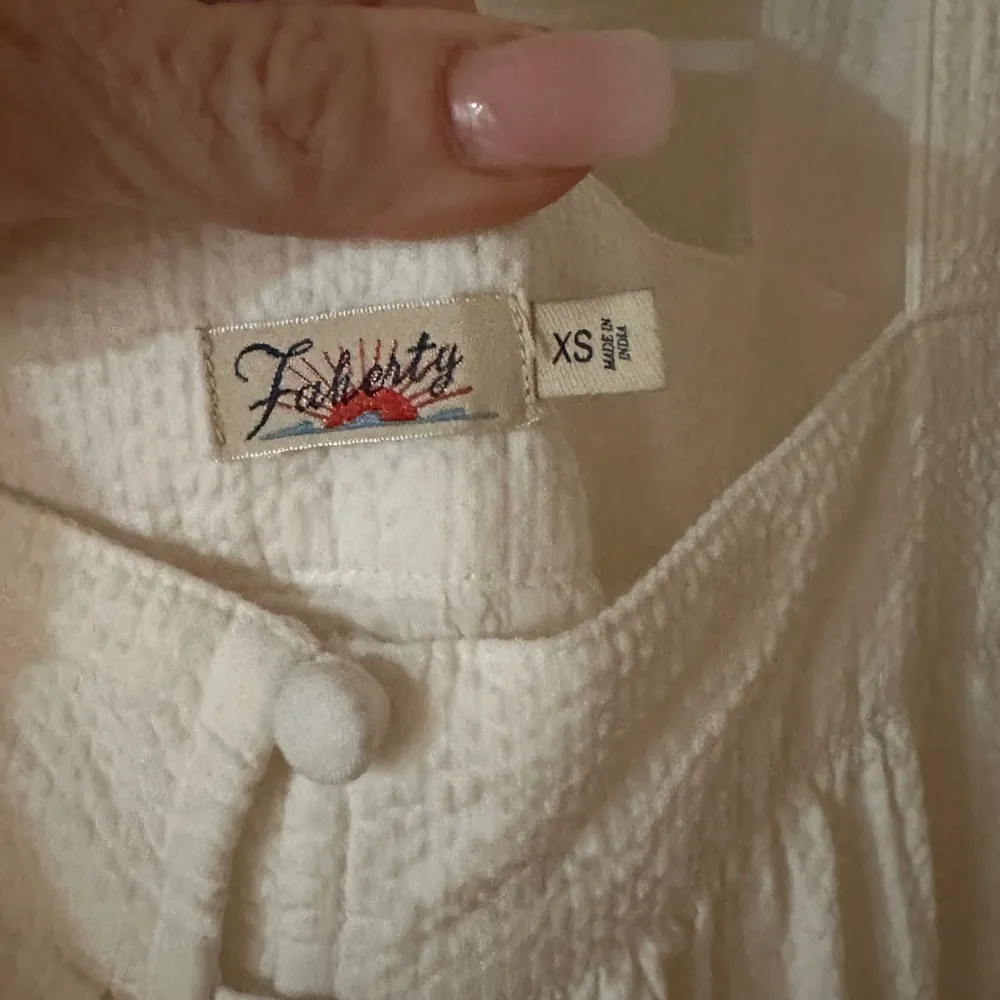 Faherty Marina Seersucker Midi Dress CS White Sleeveless Organic WDU2368 Boho XS - Image 7