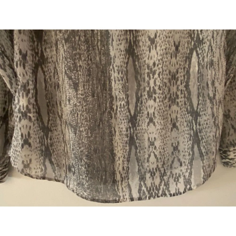 Banana Republic Grey White Long Sleeve Button Up Blouse Women's Sz Small​ - Image 8