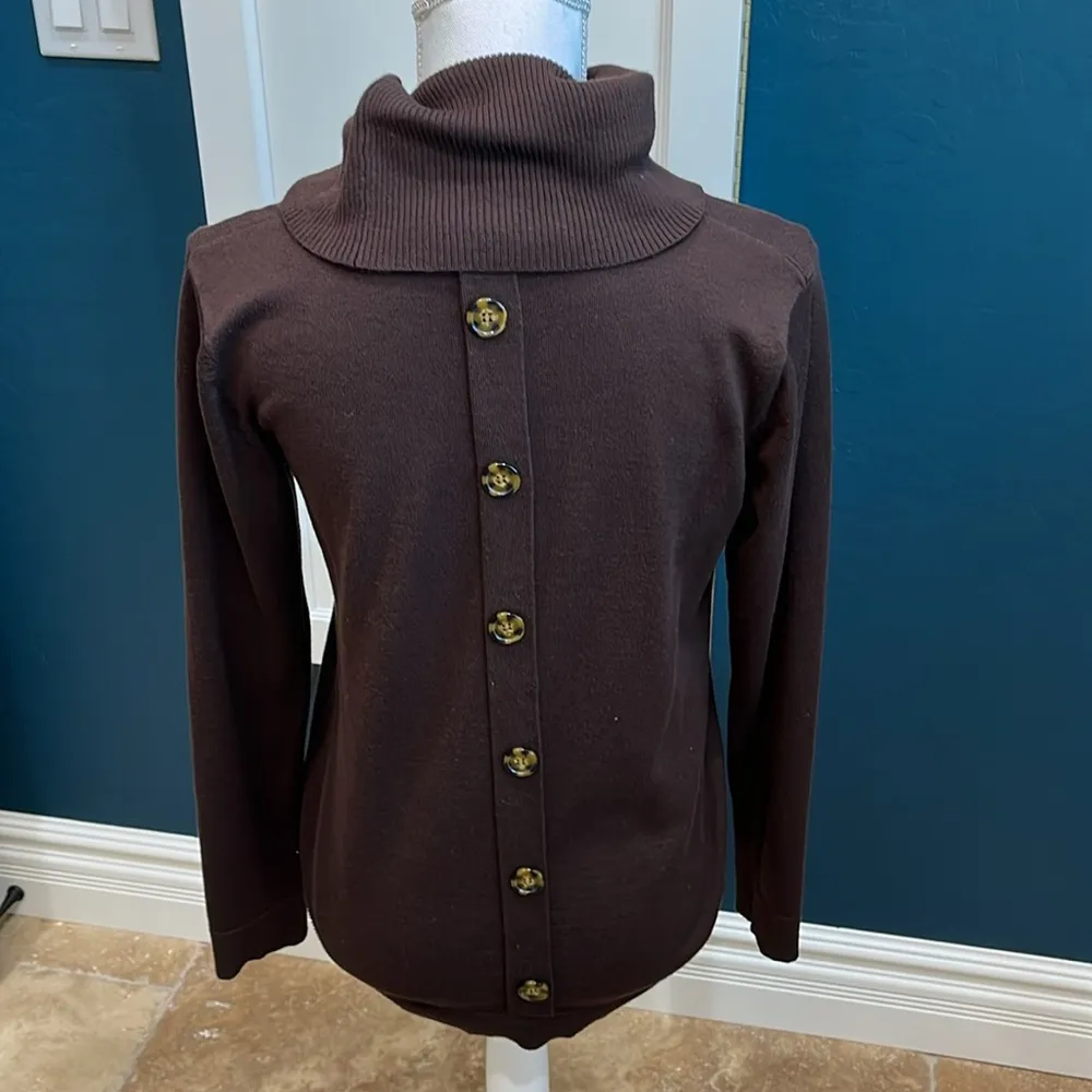 Cable & Guage brown cowl neck sweater - Image 2