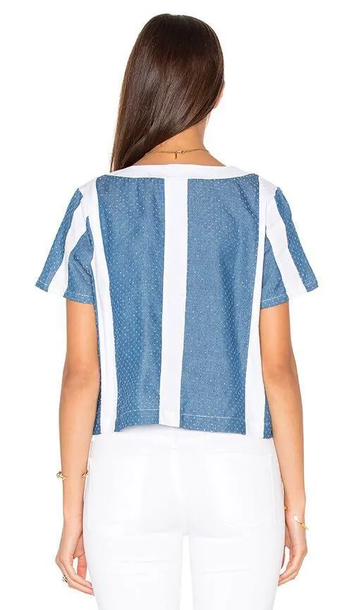 Lucca Couture Textured Denim Combo Top - Image 2