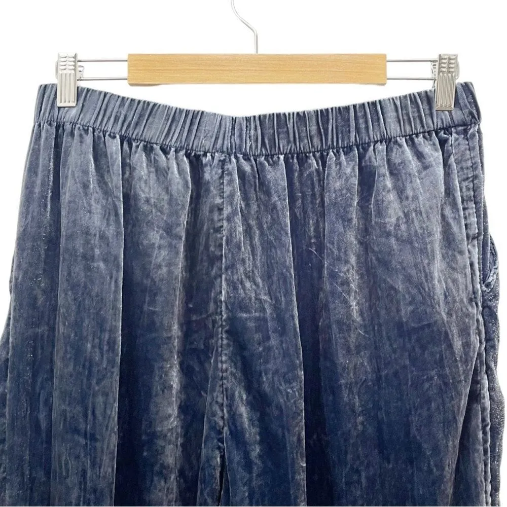 Anthropologie ett:twa Kinley Shale Blue Crushed Velvet Cropped Pants Size Medium - Image 7