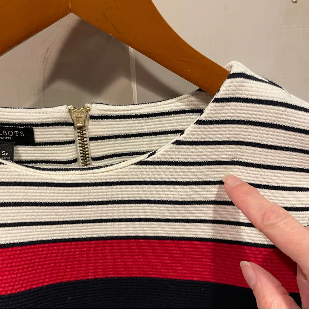 Cute creamy textured stripe classic Talbots top sweater - Image 6