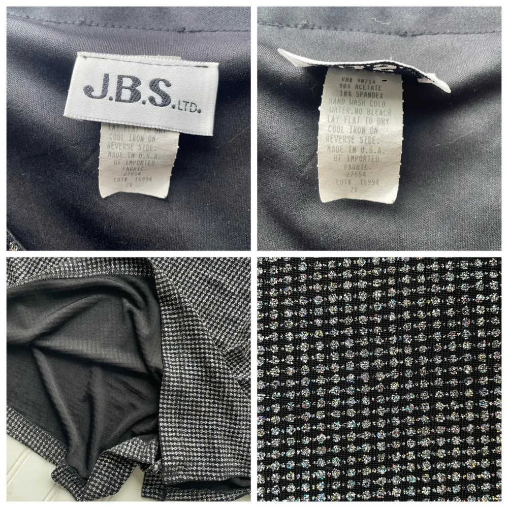 J.B.S. Ltd Tunic Blouse Black Size 2X Vintage Metallic Glitter Formal stretch - Image 5