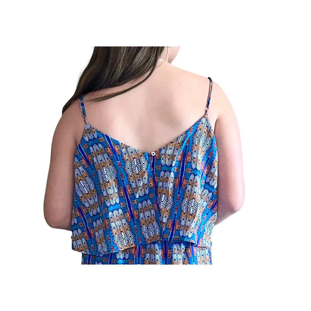 LEYDEN Womens DRESS MED Spaghetti Strap Tiered Bodice Lined V - Image 5