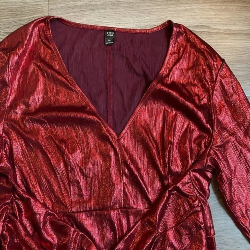 Shein Curve Metallic Red Bodysuit Size 2XL NWOT - Image 3