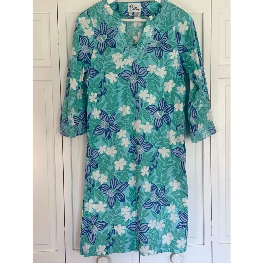 Lilly Pulitzer Vintage cotton embroidered notch neck dress small - Image 2