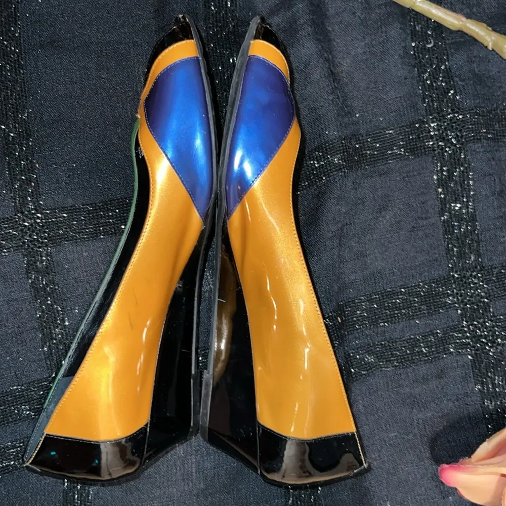 Size 7.5 Peeptoe Colorblock Wedges - Image 6