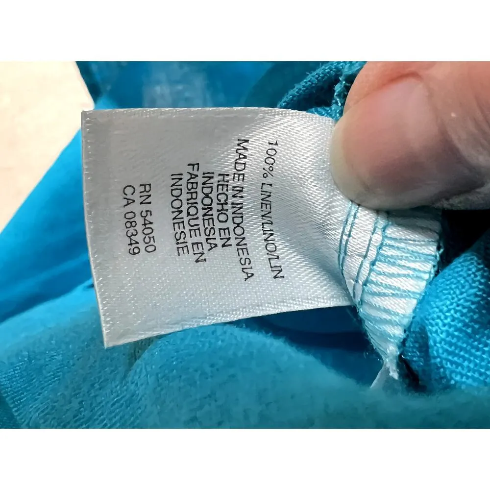 Jones NY size 2X top button-up 100% linen blue sleeveless cruise wear, office - Image 8