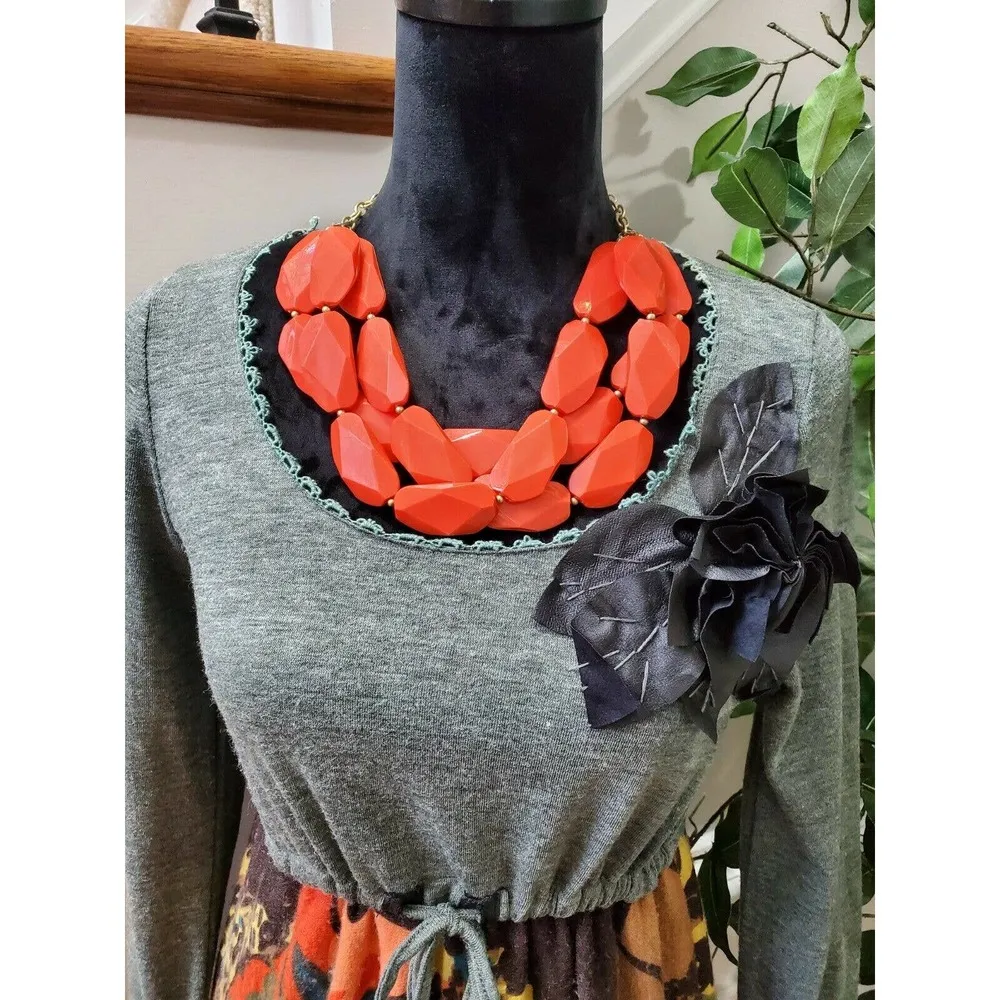 Whish Women's Multicolor Polyester Round Neck Long Sleeve Knee Length Dress M Size M - Image 2