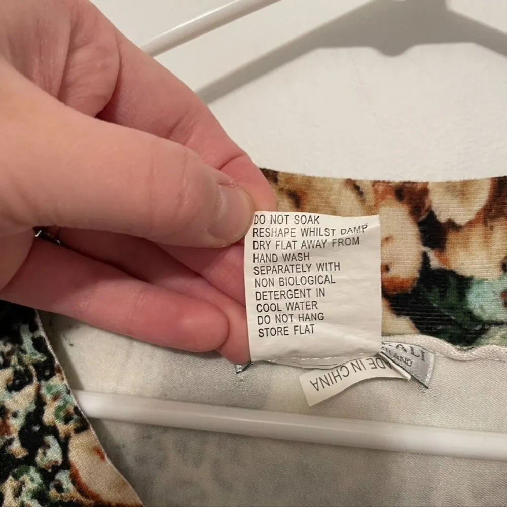 ALBERTO MAKALI Green Cream Leopard Cheetah Animal Floral Plaid 3/4 Sleeve Tunic - Image 8