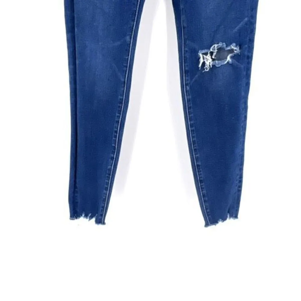 American Eagle Outfitters Women's Distressed Curvy Jegging Jeans Blue Denim Sz 0 - Image 4