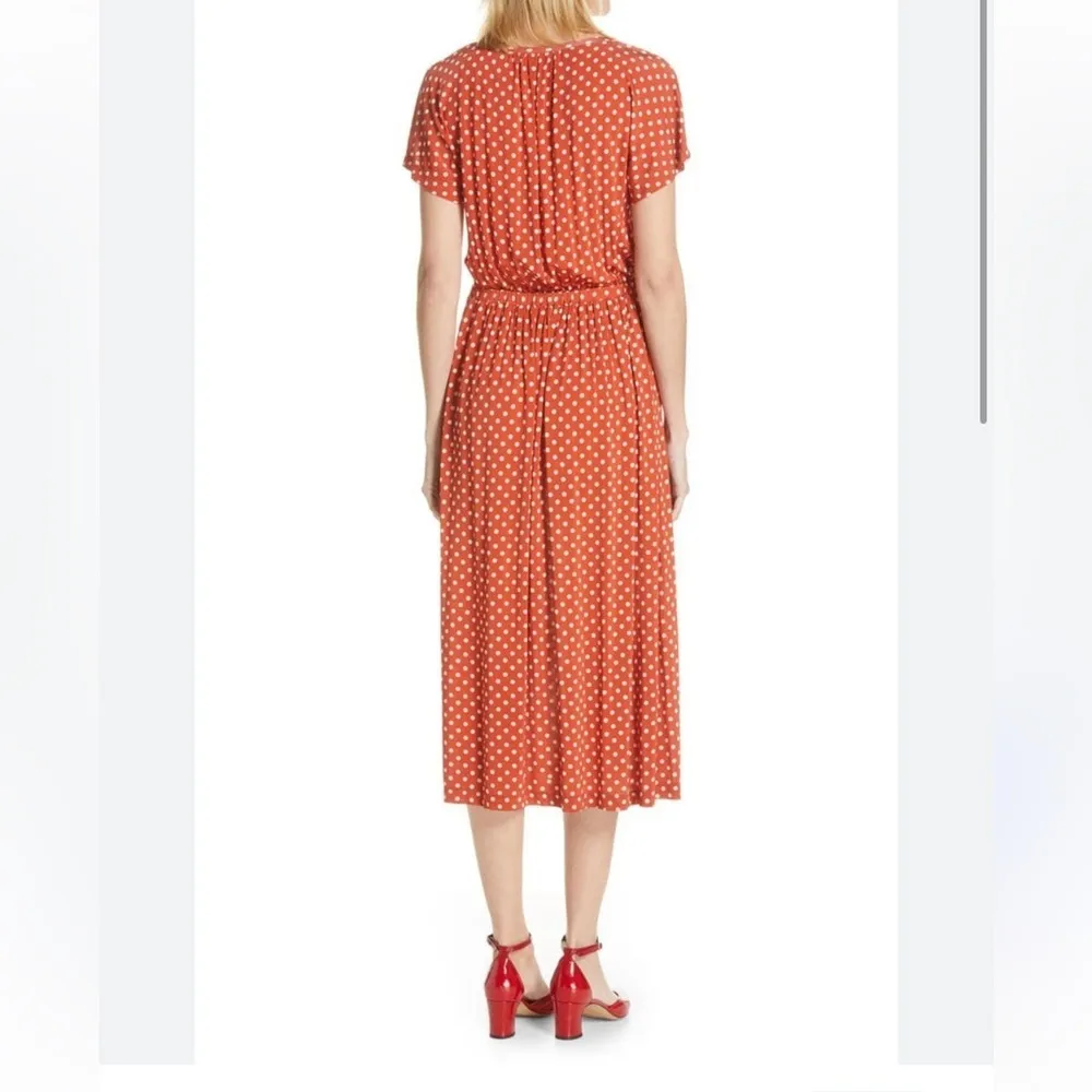 STINE GOYA Caitlin Dress Polka Dot Midi Size Medium Orange - Image 4