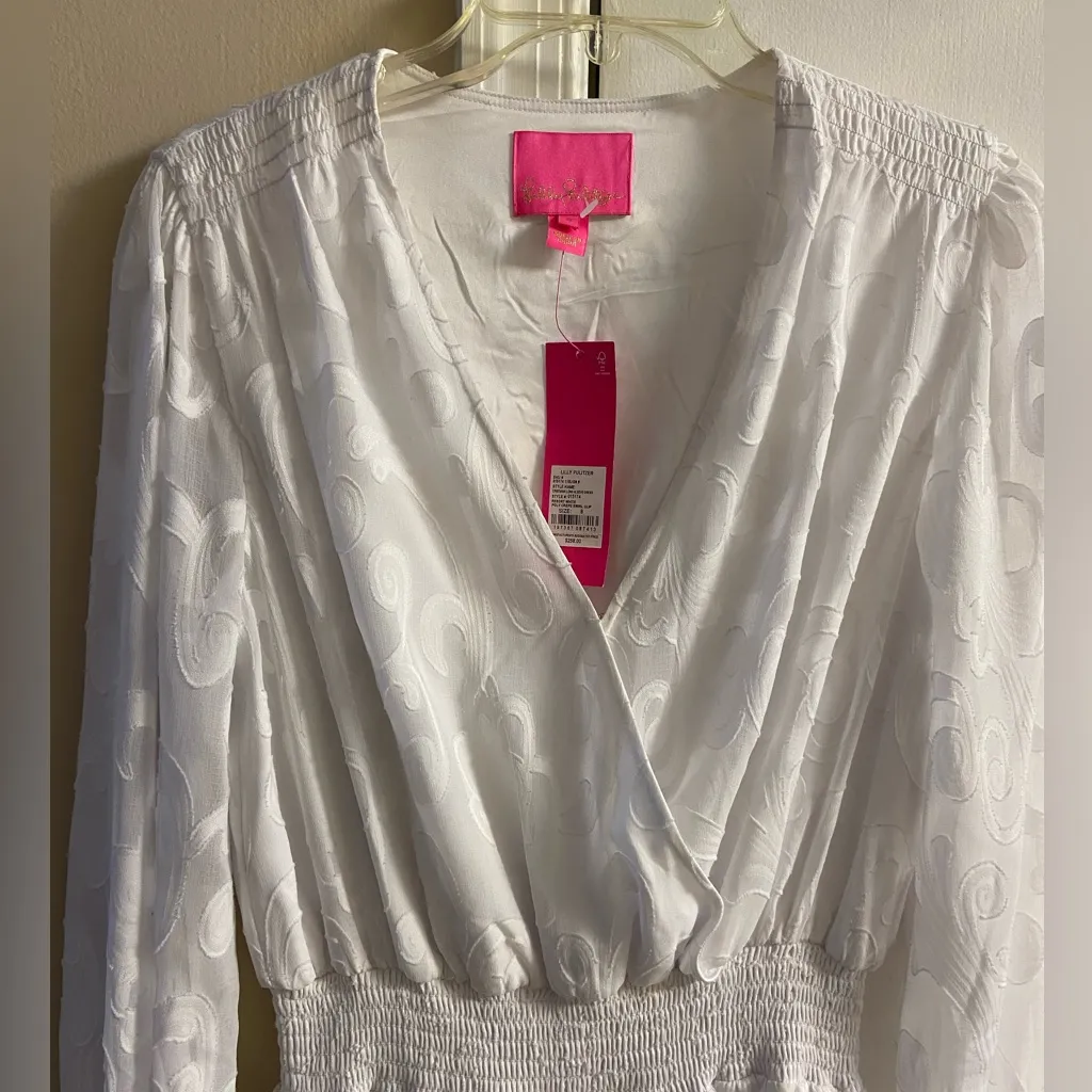 Cristiana white long sleeve mini dress tiered ruffled Sz 8 NWT - Image 6