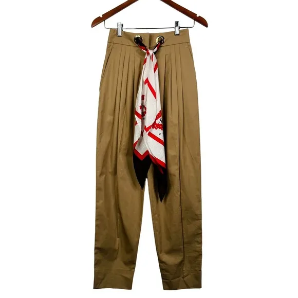 BURBERRY Tapered Pant Trouser Silk Scarf Belt SOCIETY Size 0 NWT‎ $1190 - Image 3
