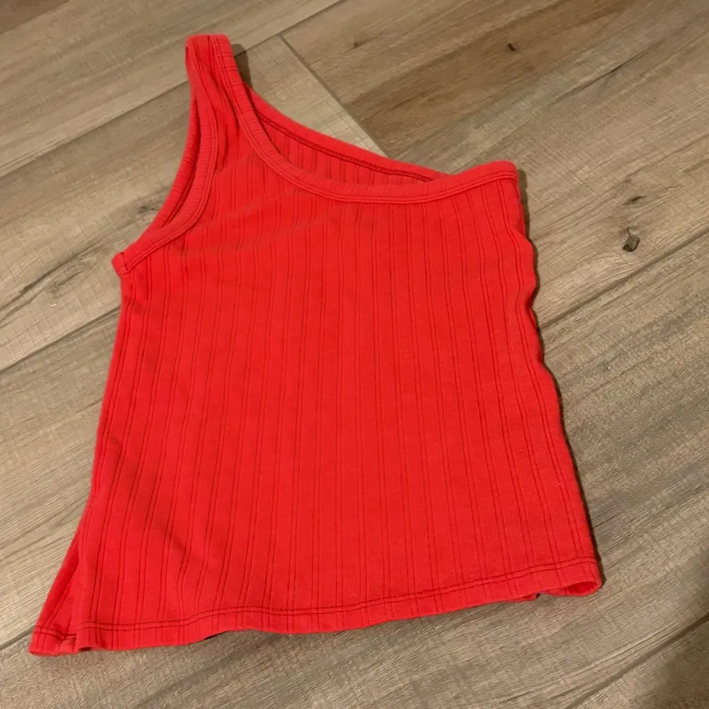 American Eagle Womens‎ One Shoulder Tank Ribbed Red Size XS - Image 2