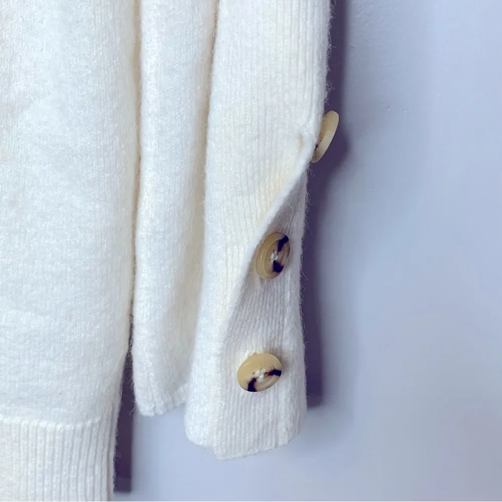 Soft Surroundings Cream Colored Wool Blend Button Sleeve Sweater Size S - Image 6