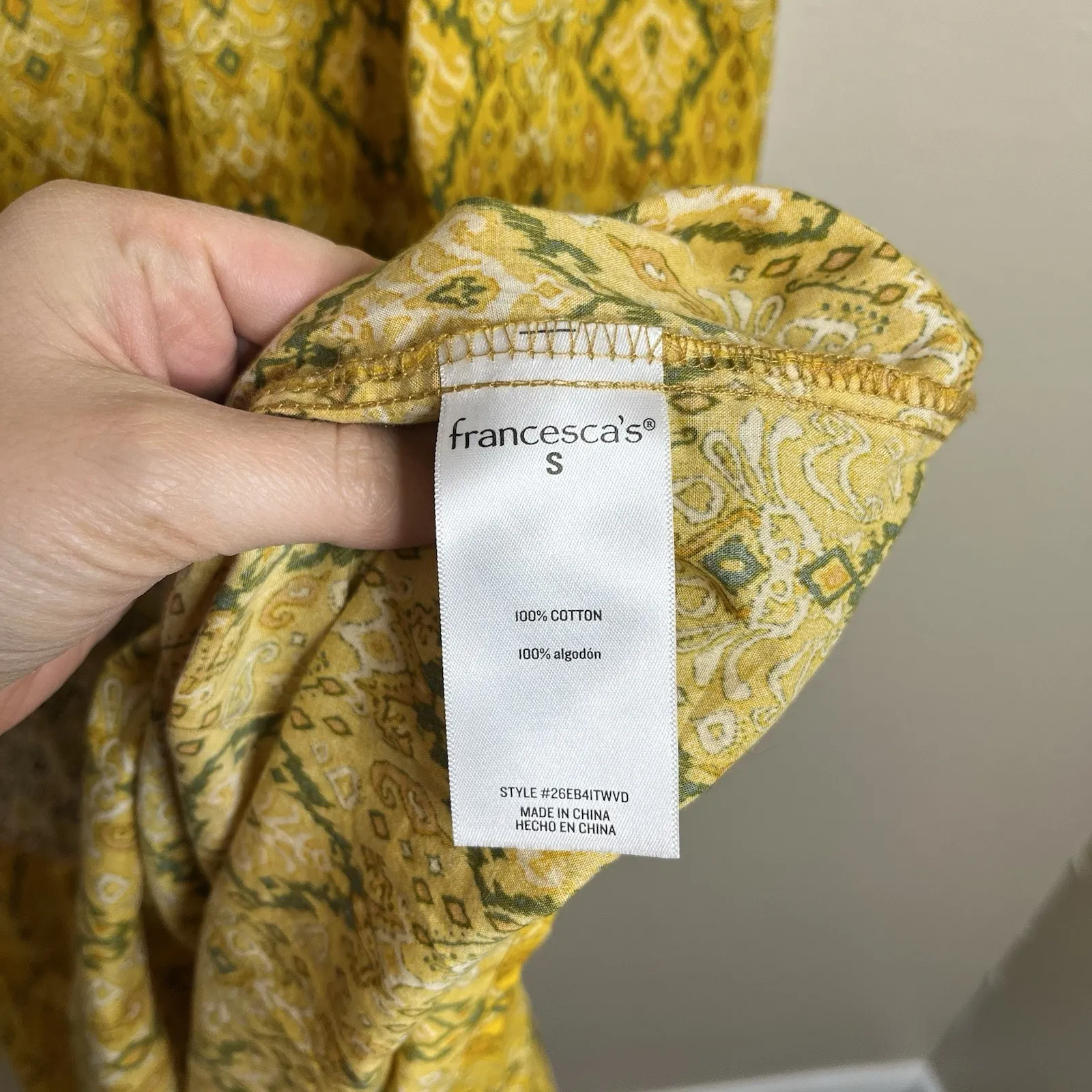 francescas dress Sundress Yellow Babydoll Beach S 100 Cotton Relaxed Long Tiered - Image 13