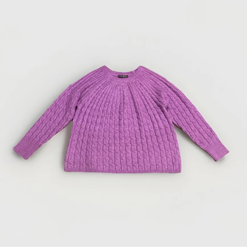 Lane Bryant Women's Purple Round-Neck Cable Knit Sweater Plus Size 18/20 - Image 4