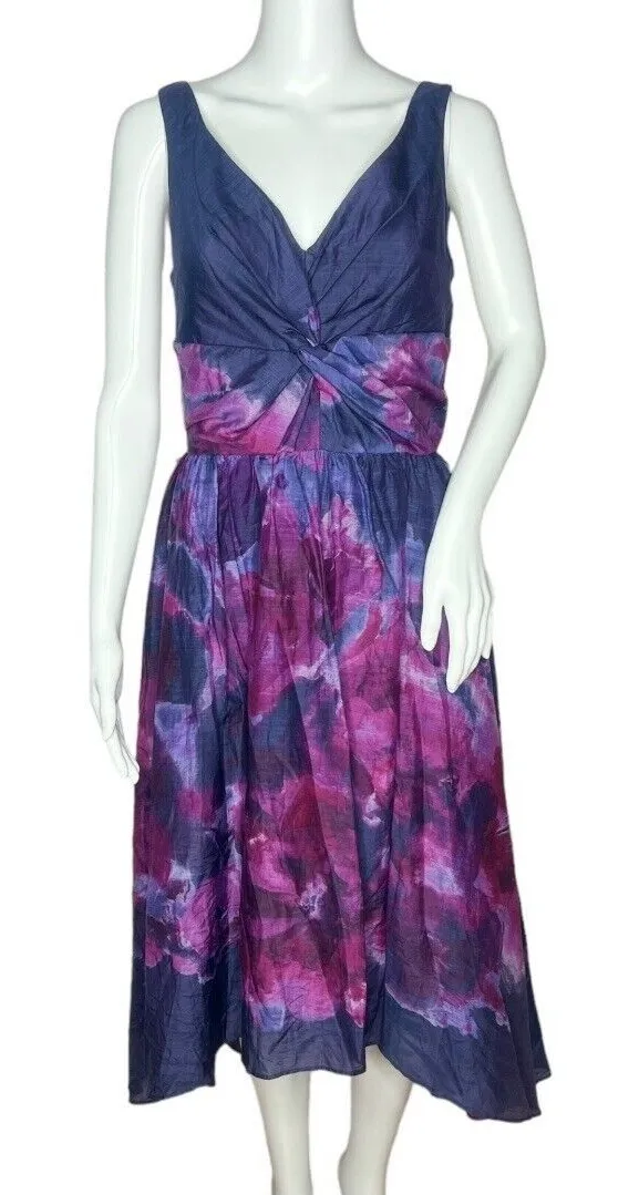Neiman Marcus Lela Rose X Target Women’s Watercolor Dress Navy Purple Size 6 - Image 1