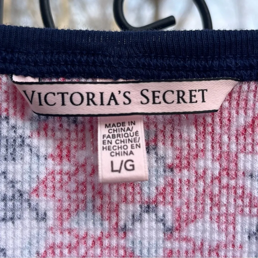 Victoria’s Secret Cotton Thermal Long Jane John Patchwork Pajama Set Size L - Image 2