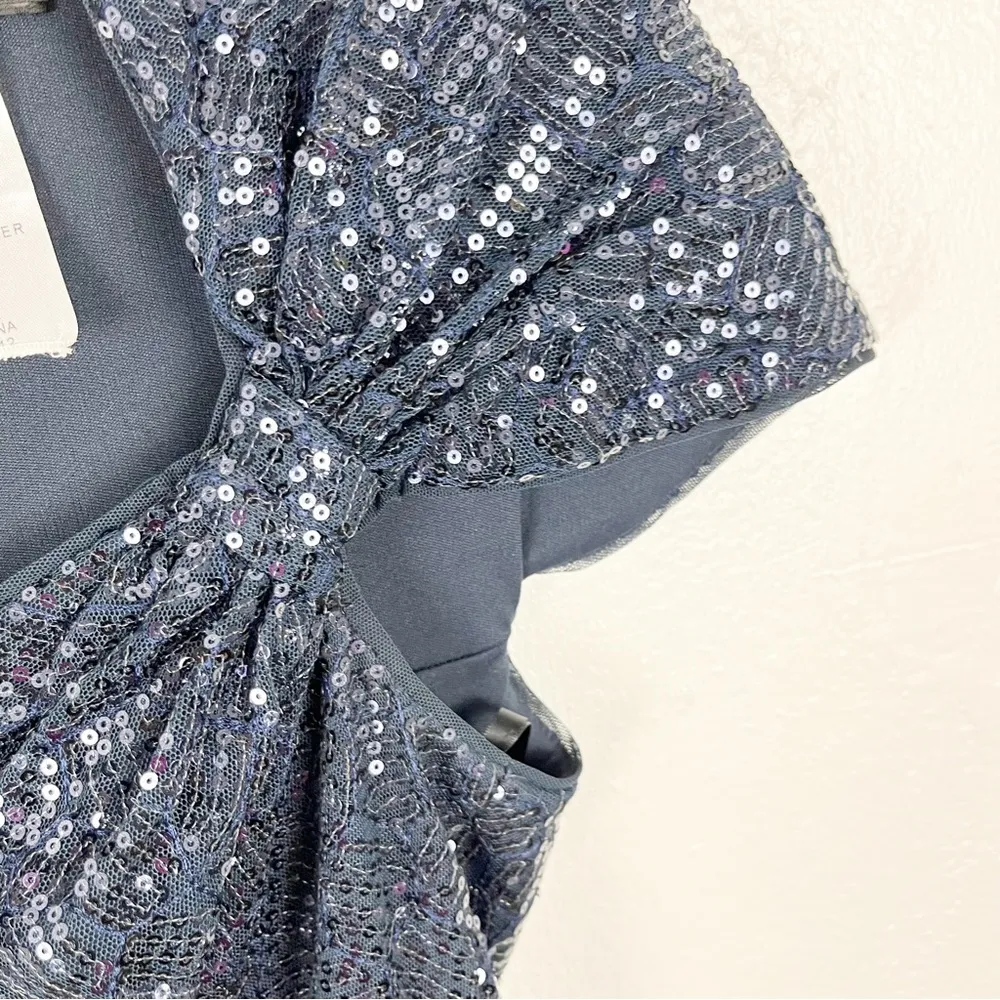 TADASHI Collection 100% Silk Sequin Top Chiffon Skirt Back Zipper Dress Size 12 - Image 8