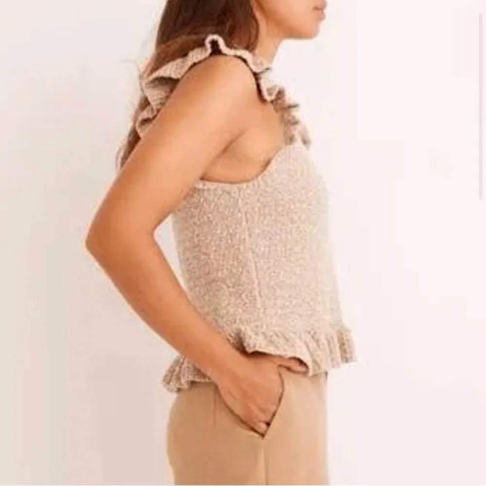 MADEWELL Nicollet Ruffle Sweater Medium Sleeveless Marled Knit Top Peplum Preppy - Image 5