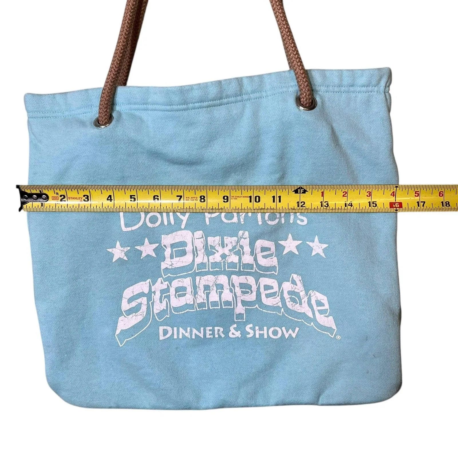 Dolly Parton's Dixie Stampede Blue Tote Bag Rope Handles Souvenir Shoulder Bag - Image 4