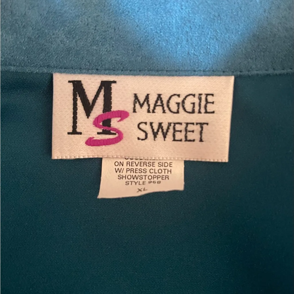 Maggie Sweet Showstopper XL Teal Blue Blazer Vintage USA Made Jacket Corpcore - Image 4