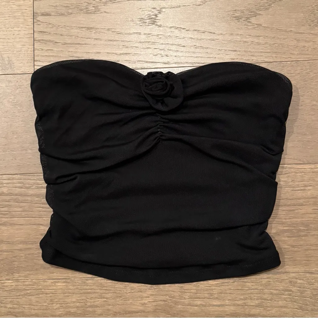 Garage Black Rosette Tube Top - Image 2