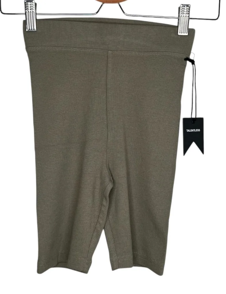 Talentless Womens Ribbed Knit Olive Green Active Biker Shorts XS - Image 1