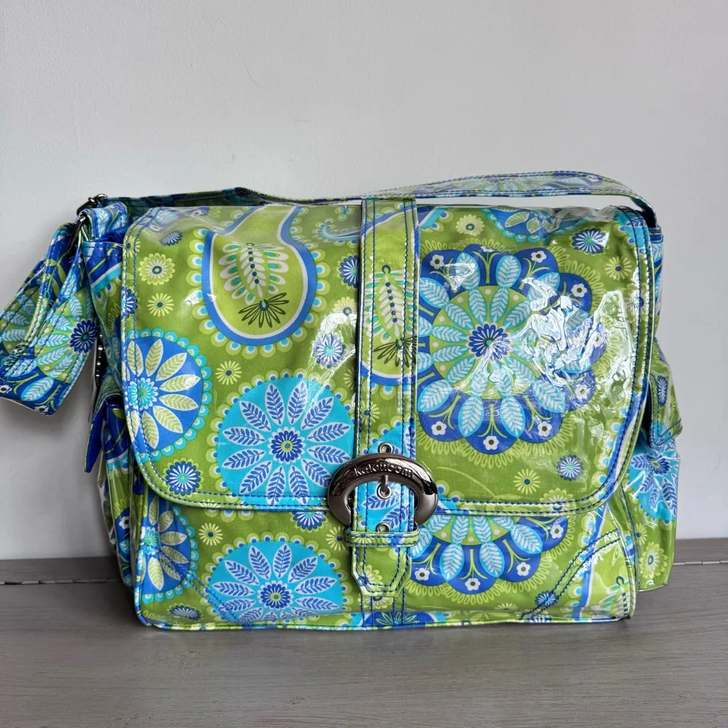 Kalencom New Orleans‎ Paisley Diaper Bag NEW Laminated Fabric Tote Blue Green - Image 13