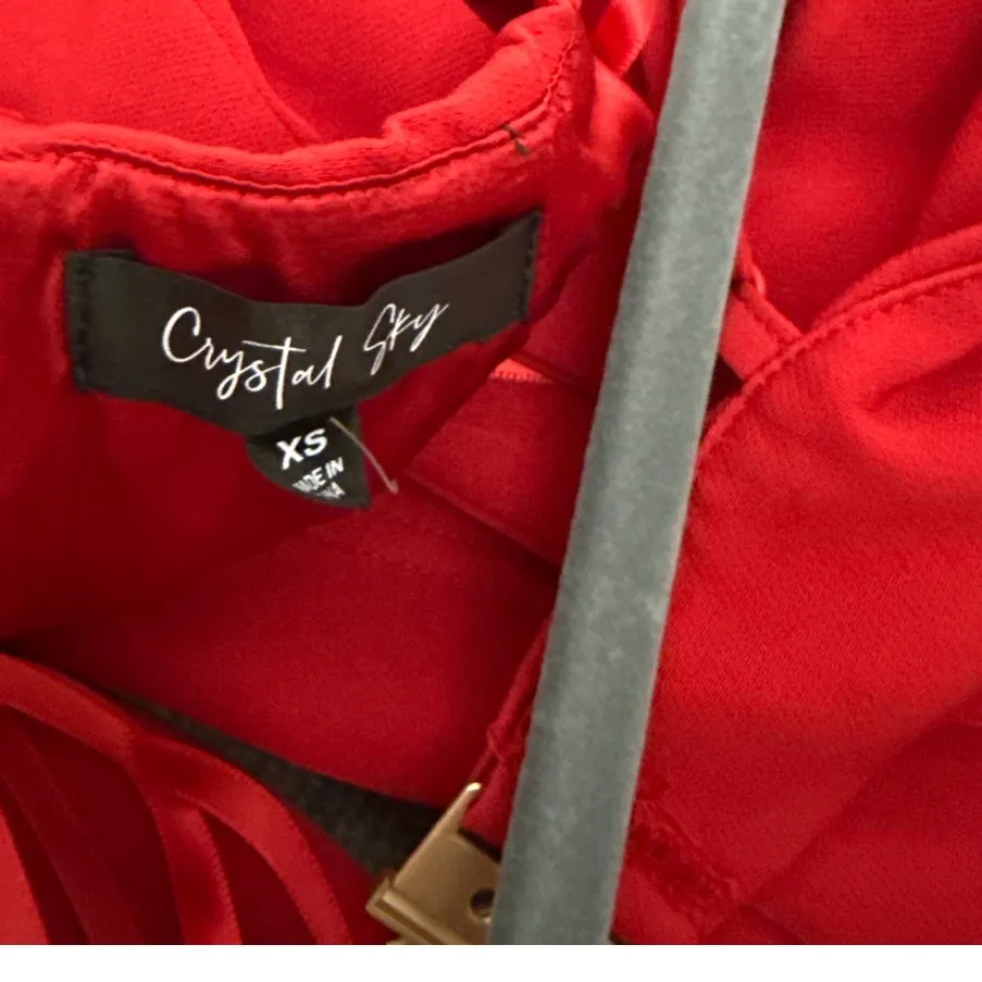 NWT Crystal Sky Red Bow Maxi Open Back Gown Holiday Formal Festive Size XS - Image 4