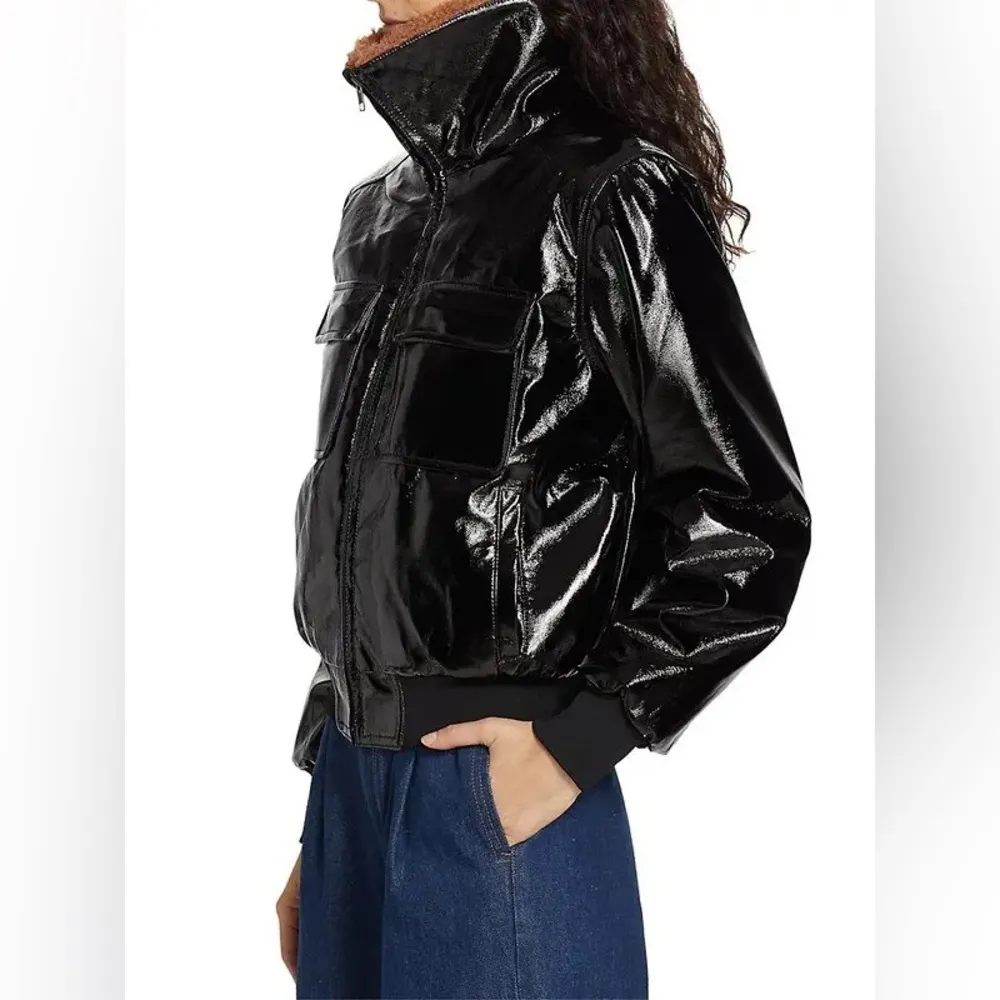 MOTHER X Revolve* Pilot Faux Patent Leather Jacket in Black Size XL New w/Tag - Image 7