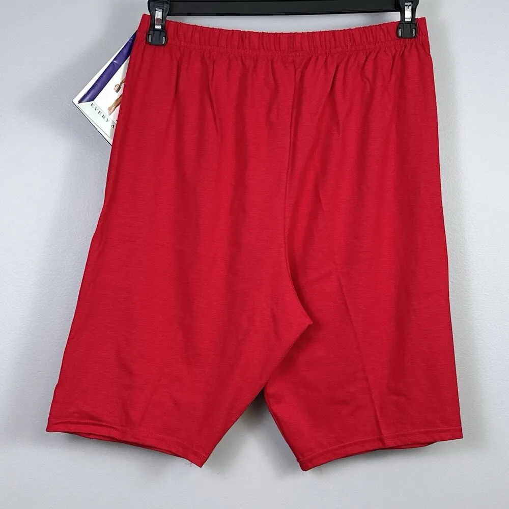 Vintage Fruit Of The Loom Shorts Cotton Casuals High Waist Large Red New NOS - Image 4
