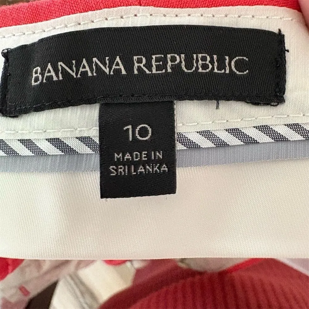 Banana Republic Linen Blend Ankle Pants Size 10 Red Coral Straight Leg Resort - Image 4