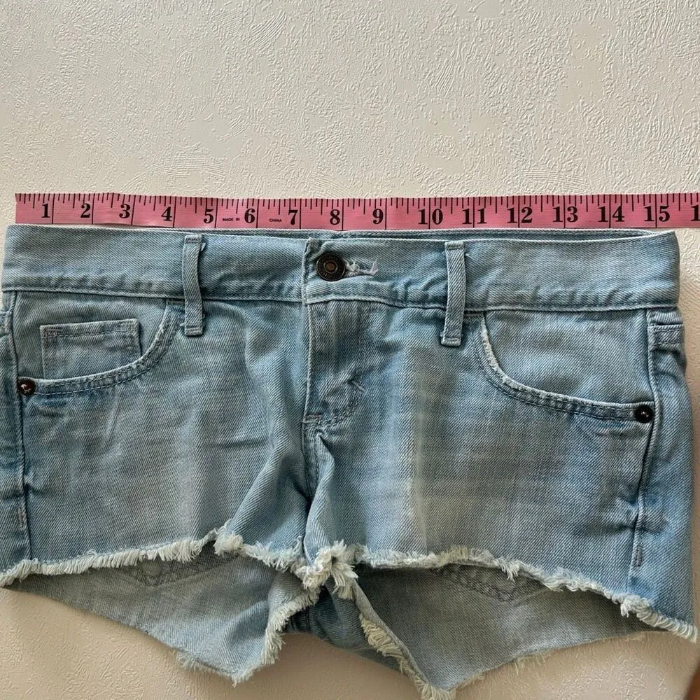 Abercrombie & Fitch Distressed Denim Shorts Light Wash 00 / 24 Women’s Cutoff Je - Image 5