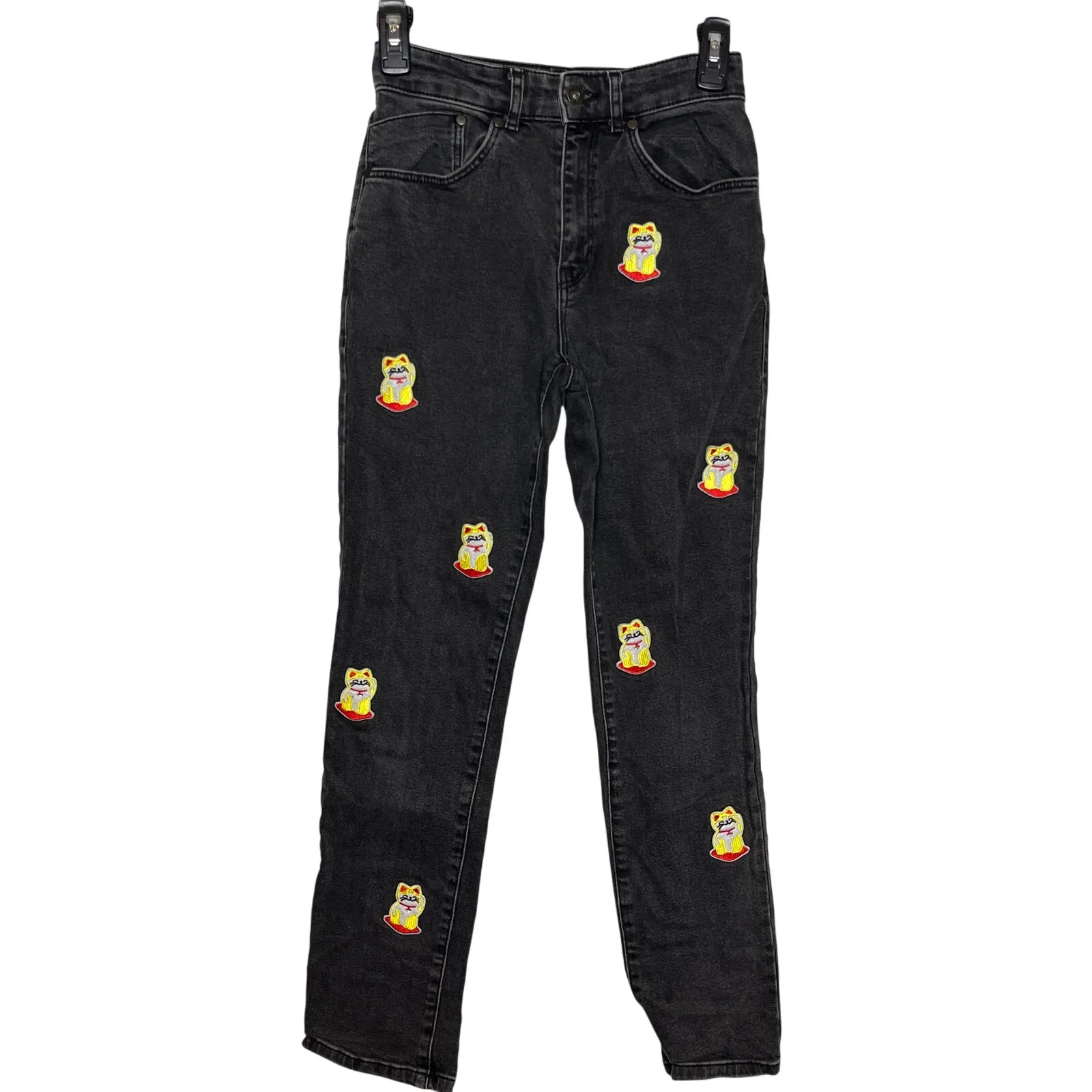 The Ragged Priest Lucky Cat Jeans Black Denim Size 24‎ Embroidered - Image 2
