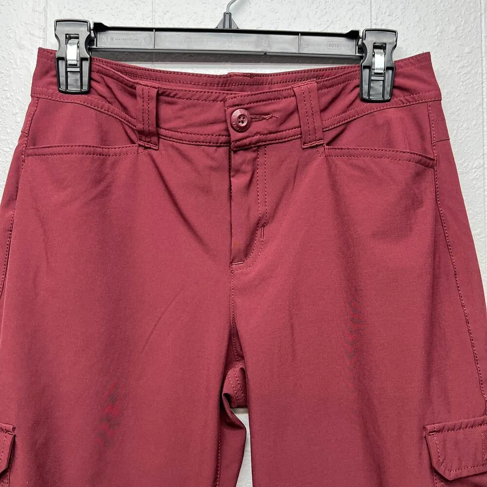Eddie Bauer Cropped Womens Burgunday Cargo Pants 2 Gorpcore Chic Hiking Fishing - Image 3