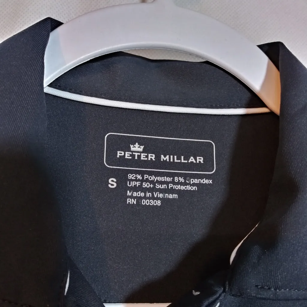 Peter Millar Carolina Panthers Women's Black Button Down Polo Shirt Size Small - Image 4