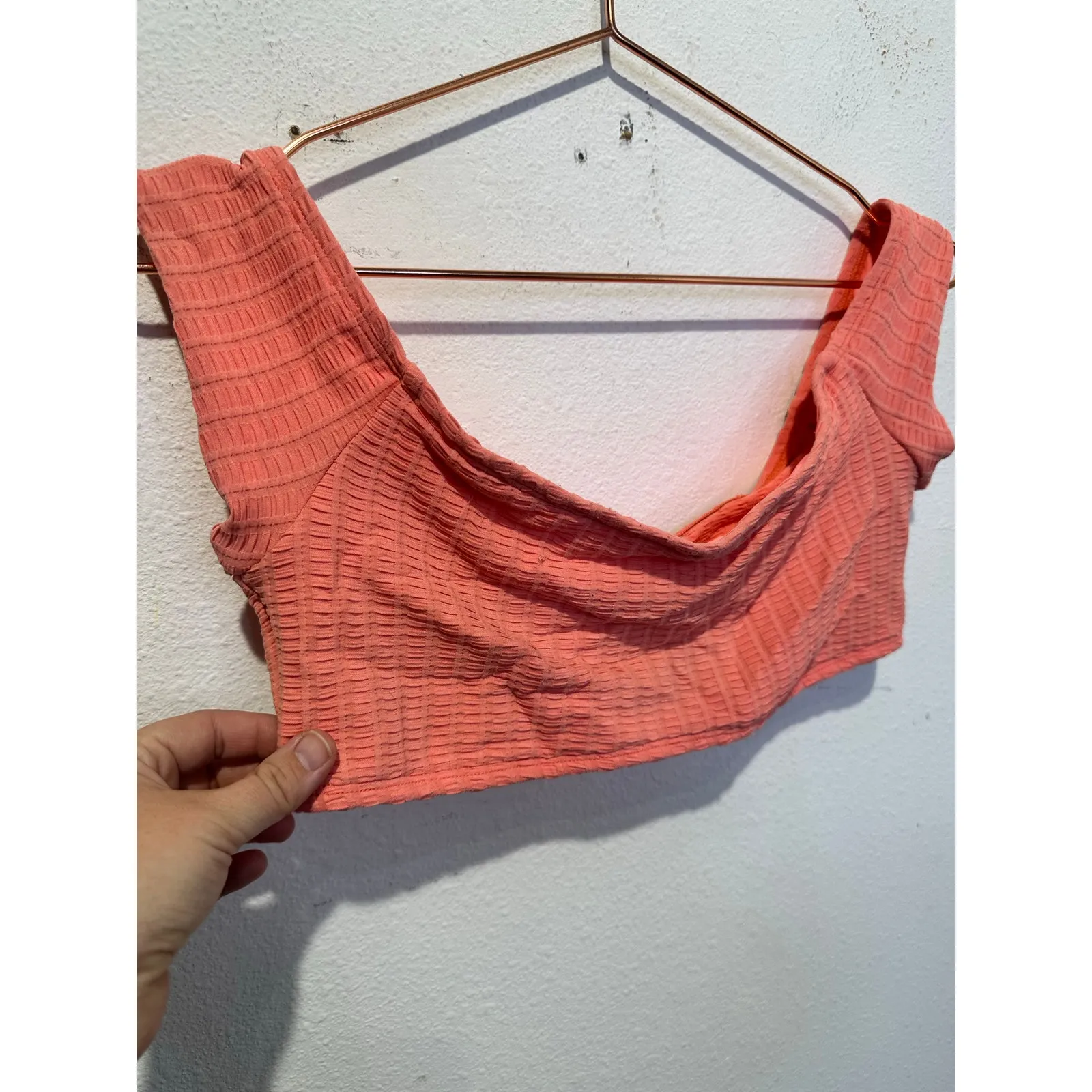 LUCKY BRAND Pale Pink Off Shoulder Swimsuit Bikini Top Size US Large - Image 3