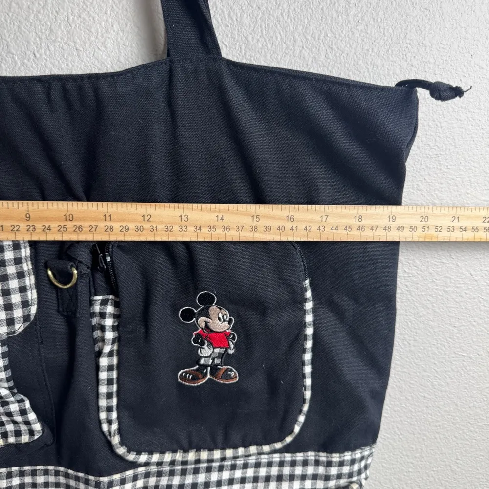 Vintage Mickey Unlimited Mickey Mouse Tote Black White Checkered Handbag Travel - Image 11