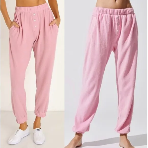 DONNI. NWOT Pink Sweater Henley Sweatpants Rose Size XS - Image 2