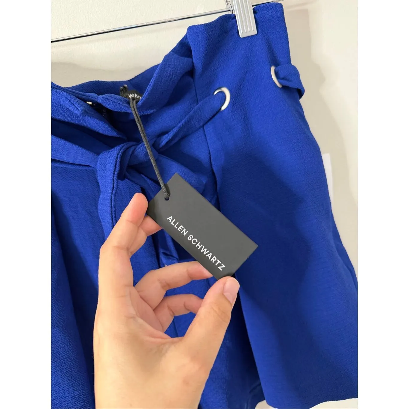 Allen Schwartz Blue High Rise Casual Textured Shorts Size 2 Tie Front NEW - Image 5