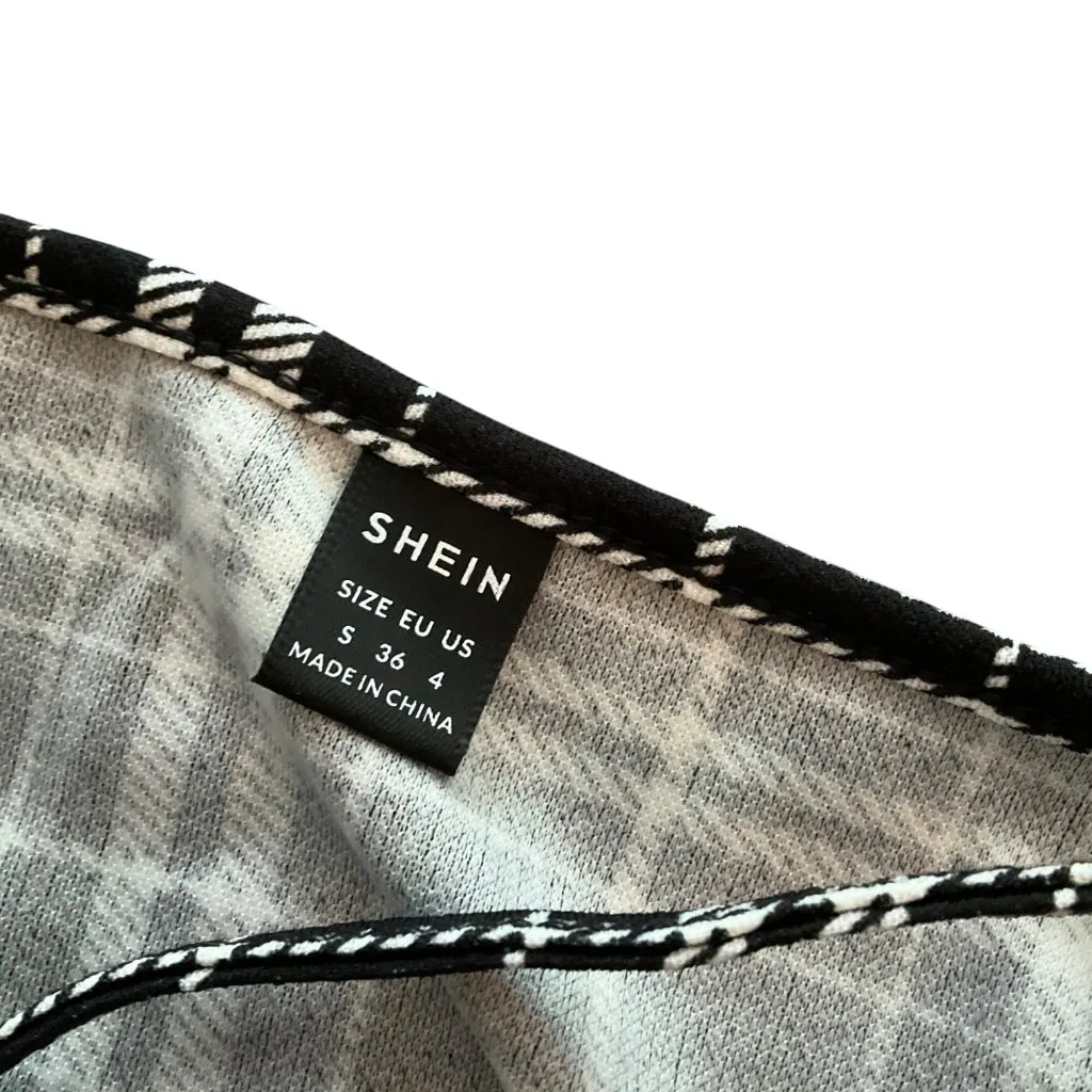 Shein Black & White Plaid Spaghetti Strap Mini Dress S short casual festival - Image 5