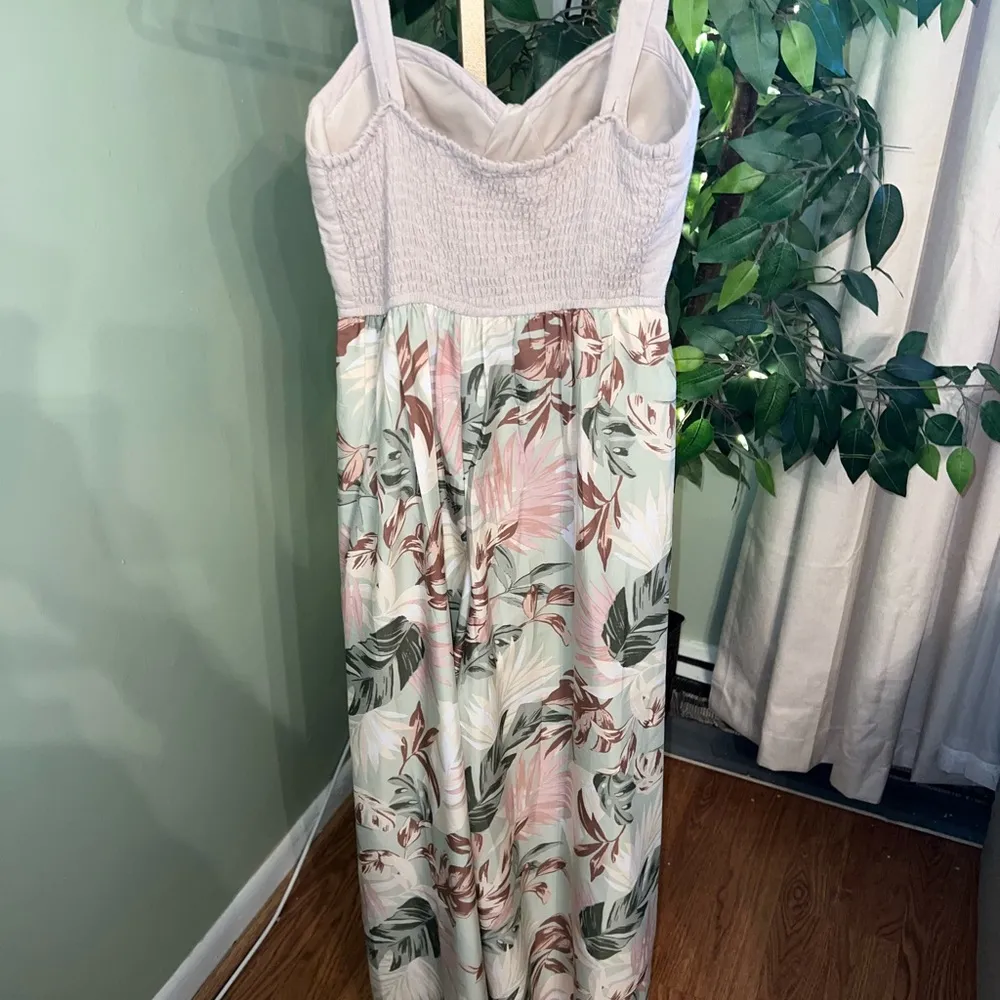 BAND OF THE FREE Spaghetti Strap Linen and Polyester Floral Split Leg Jumpsuit S - Image 7