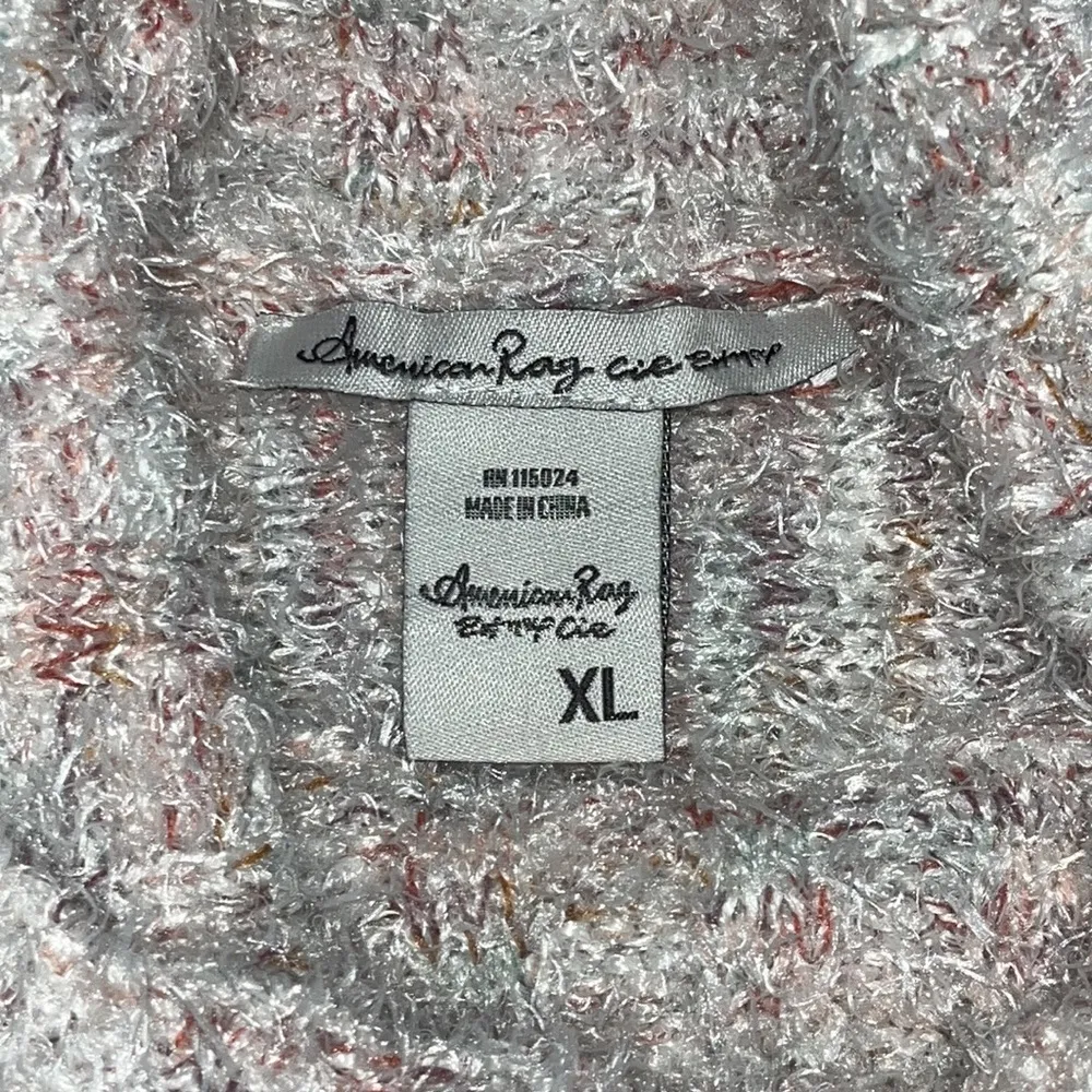 American Rag Size XL Rainbow Thread Fuzzy Eyelash Cowl Turtleneck Sweater Top - Image 5